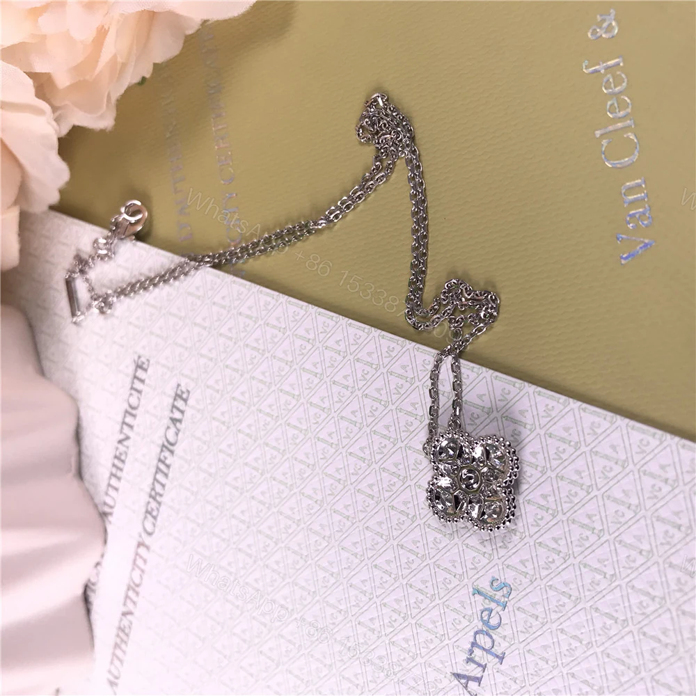 View 3 of VCA Vintage Alhambra Pendant Necklace Diamond White Gold VCARA46100