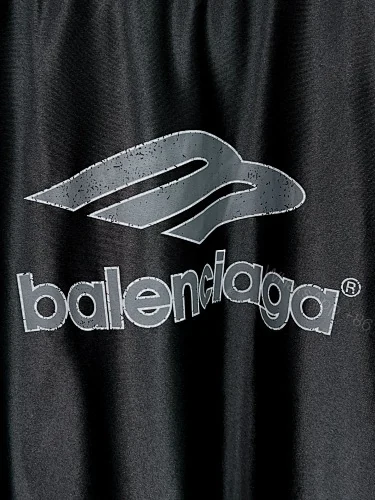View 5 of Balenciaga Clothes 3B Silhouette Ribbed V-neck Printed T-shirt Black/Blue/Gray