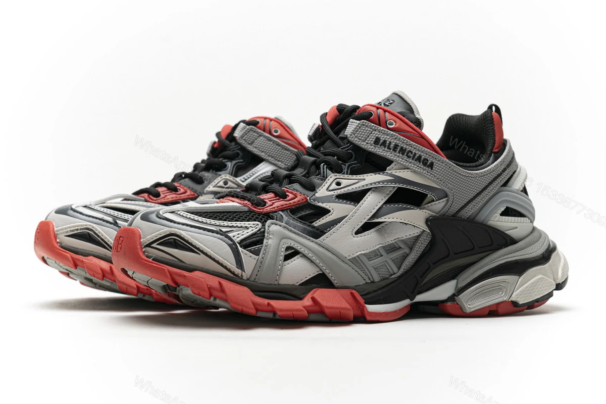 View 4 of Balenciaga Track 2 Sneaker Grey Red 570391 W2GN3 1003
