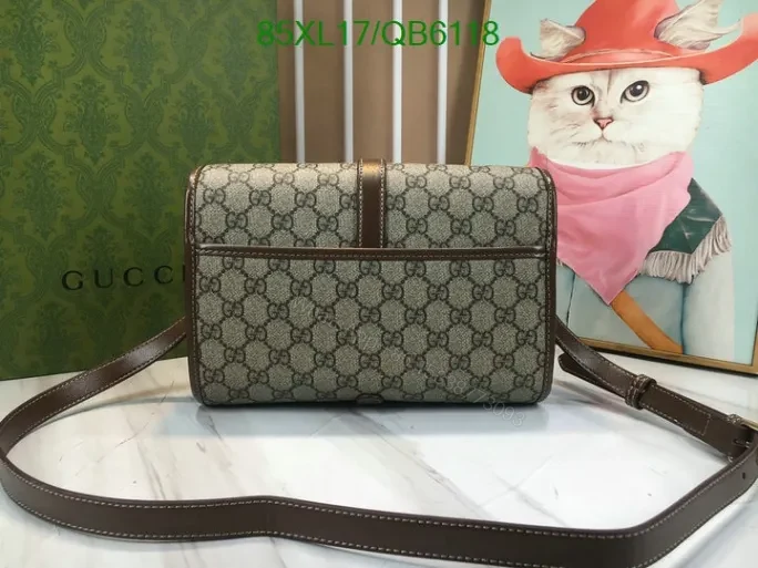 View 9 of Gucci Inspired Supreme Black Messenger Bag QB61187 with Interlocking G