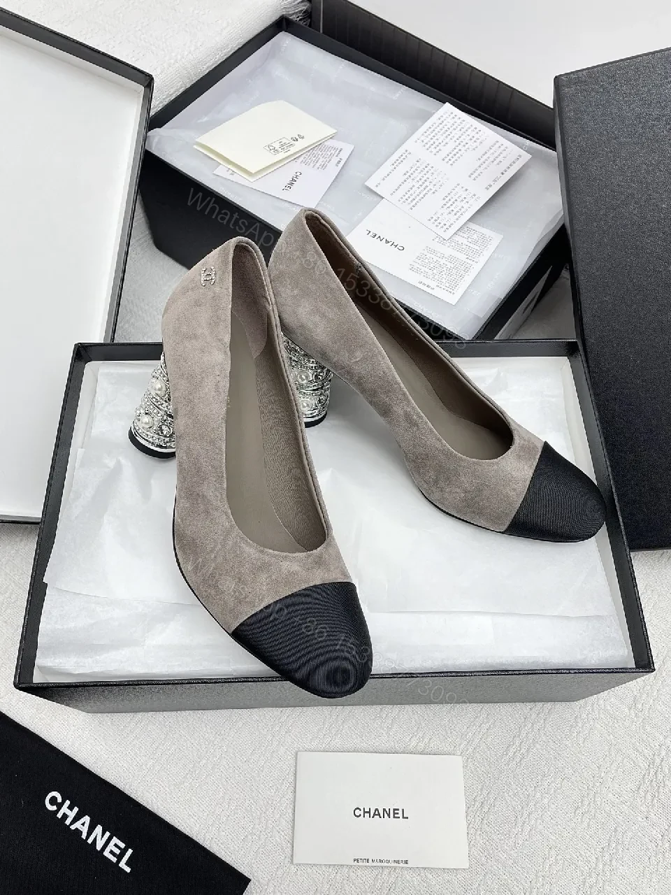 Suede Pumps with Embellished Heel – Subtle Texture, Bold Statement — view 1