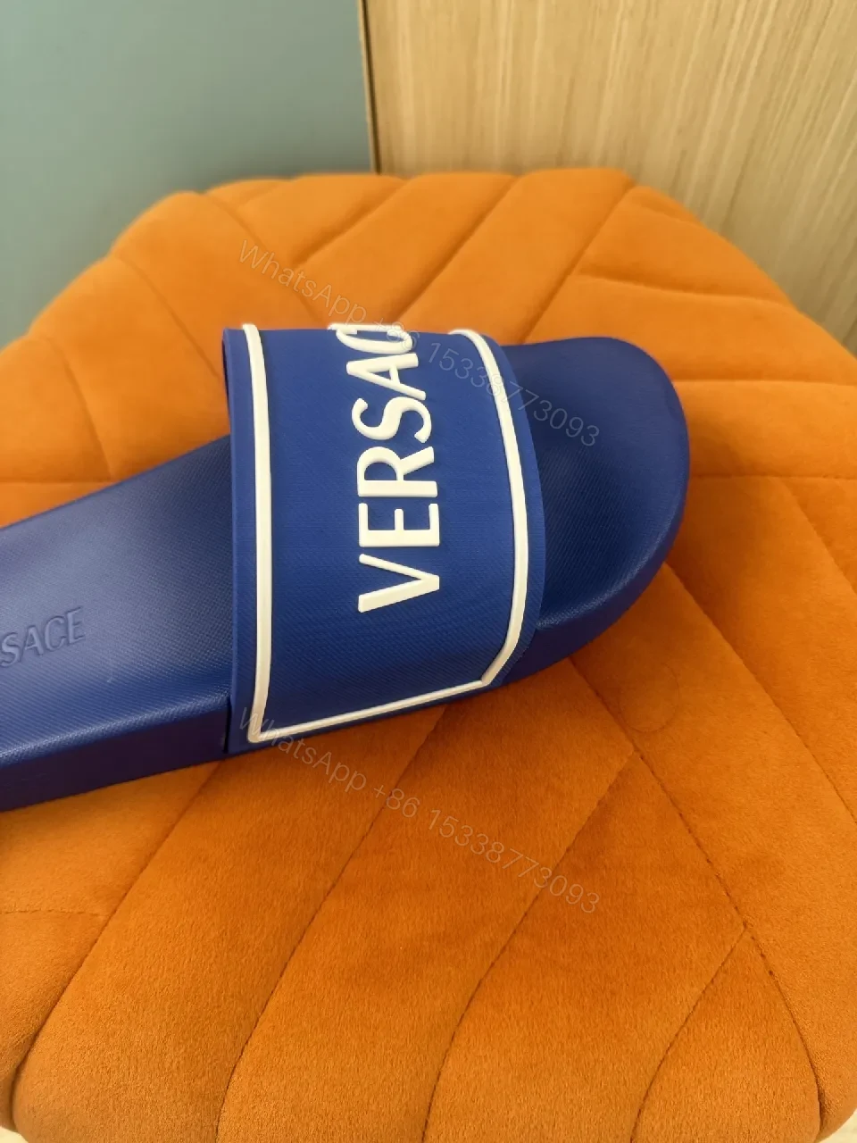 View 7 of Bold Blue Logo Slides: Lux, Cushioned, Quick-Dry Slip-On