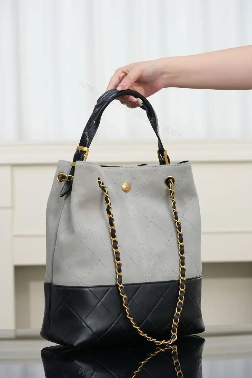 View 9 of Two-Tone Quilted Tote: Gold-Accent Everyday Luxury Bag