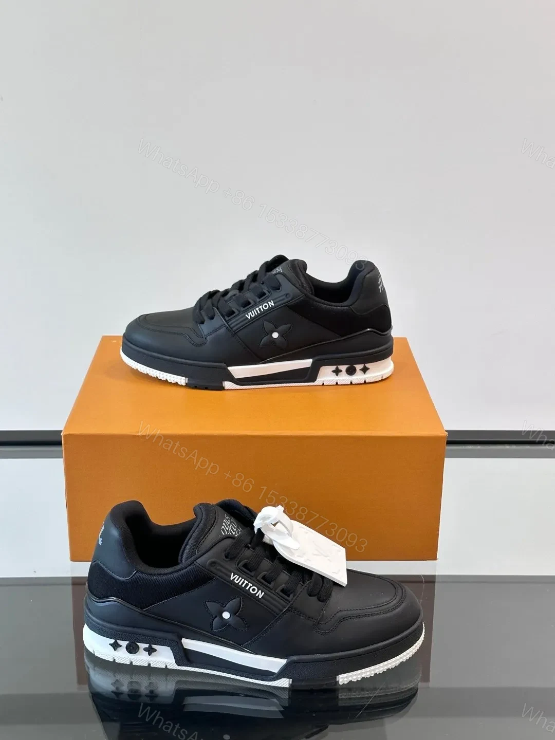 View 4 of LV Men Black Leather Sneakers