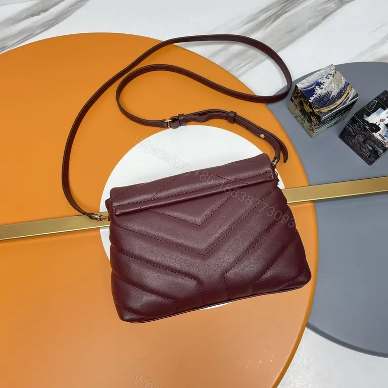 View 8 of Quilted Burgundy Crossbody with YSL Hardware â€” Luxe Compact Bag