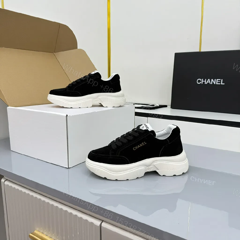 View 5 of Black Suede-White Chunky-Soled Sneaker: Modern Luxury Comfort