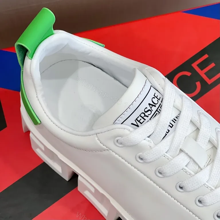 View 6 of White Platform Sneakers: Versace Geometry, Luxury Comfort