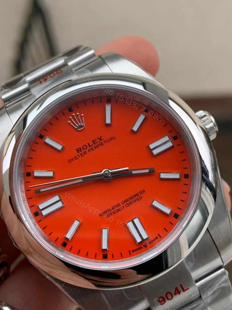 View 2 of EW FACTORY 1:1 Rolex OYSTER PERPETUAL CORAL RED DIAL 41MM Asian A3230