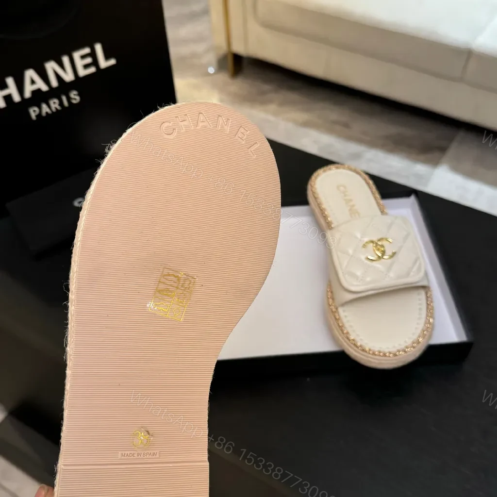View 7 of Quilted Leather Slides: Gold Logo, Luxe Casual Comfort