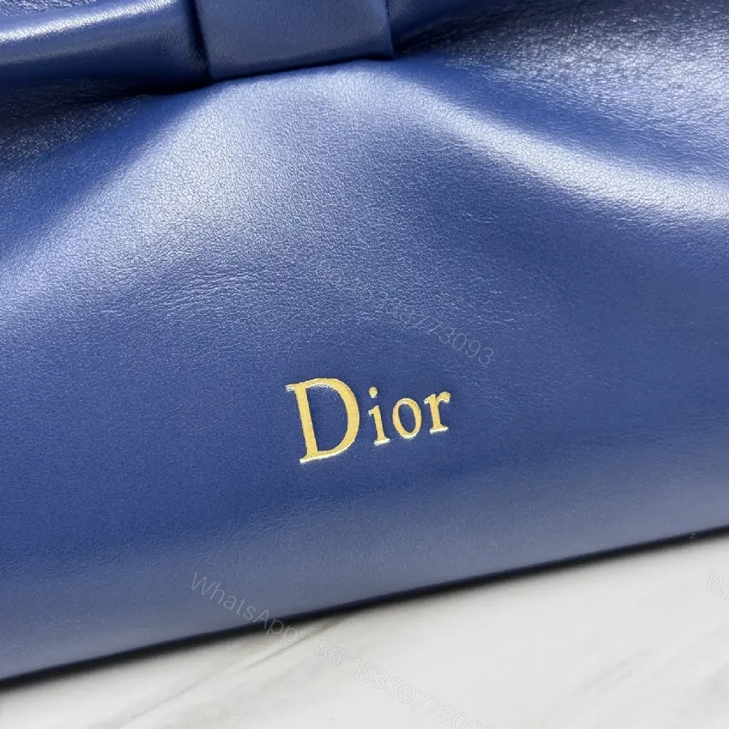 View 2 of Elegant Navy Textured Bag with Bowed Chain - Luxury Everyday Tote