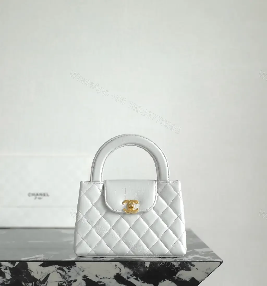 View 7 of Quilted Satchel with Gold Hardware, White, Compact Style, Crossbody-ready Bag