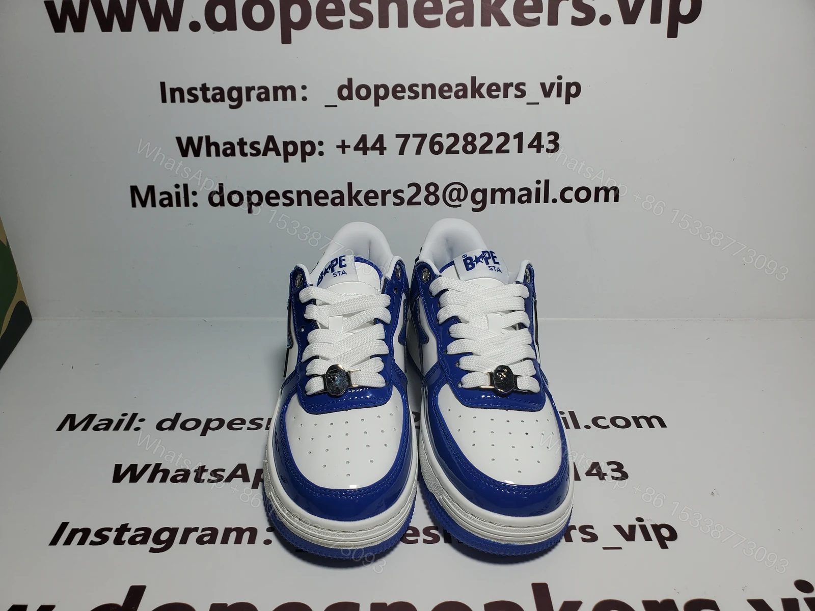 A Bathing Ape Bape StaPatent Leather White Blue (2023)(BapeSta) — view 2