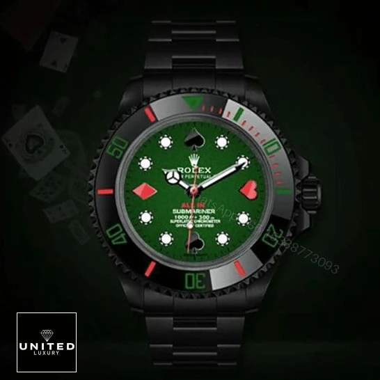 View 7 of Rolex Blaken Submariner Poker Green Dial 114060 Replica