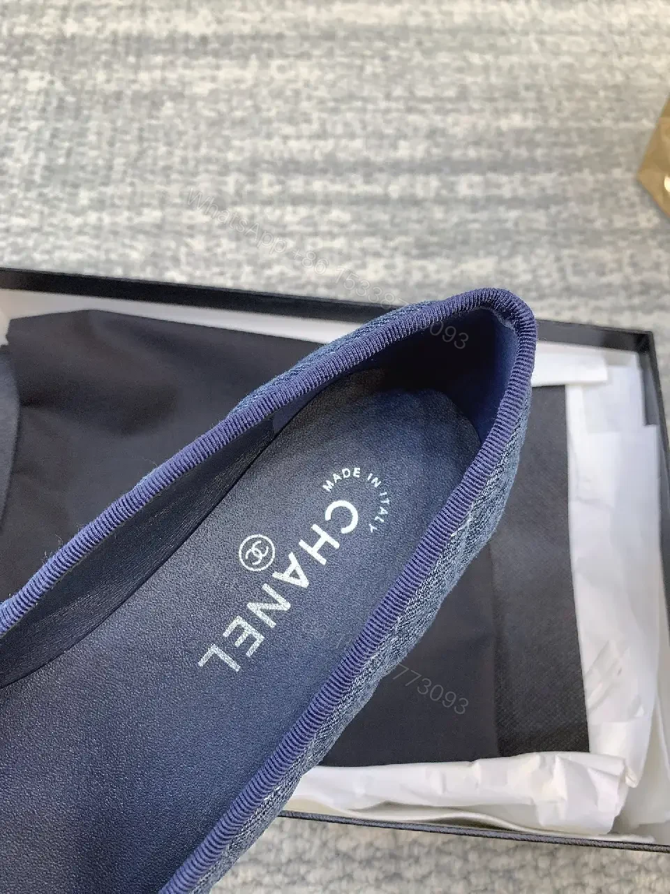View 7 of Navy Denim Slip-Ons: Subtle Logo Comfort Shoes