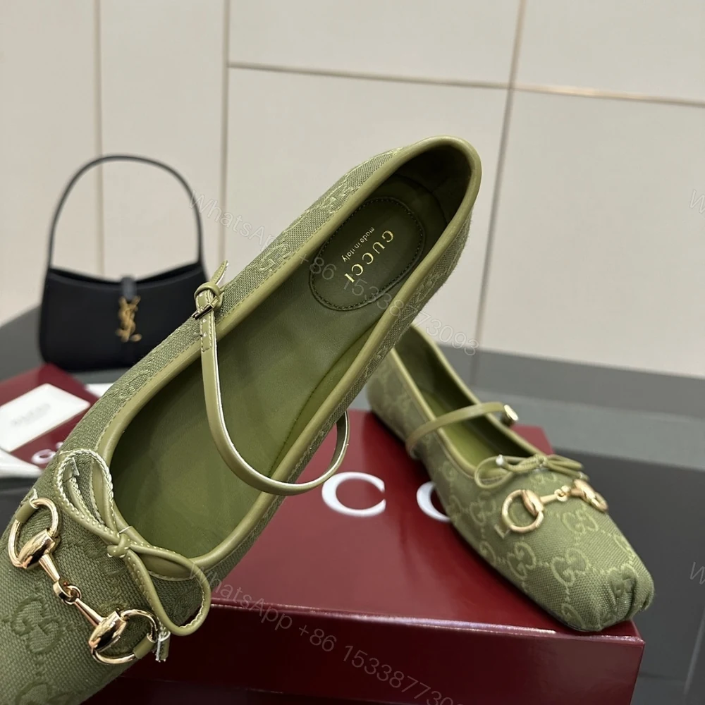 View 5 of GUCCI WOMEN’S HORSEBIT BALLET FLAT GREEN ‎814321 FAD8F 3048