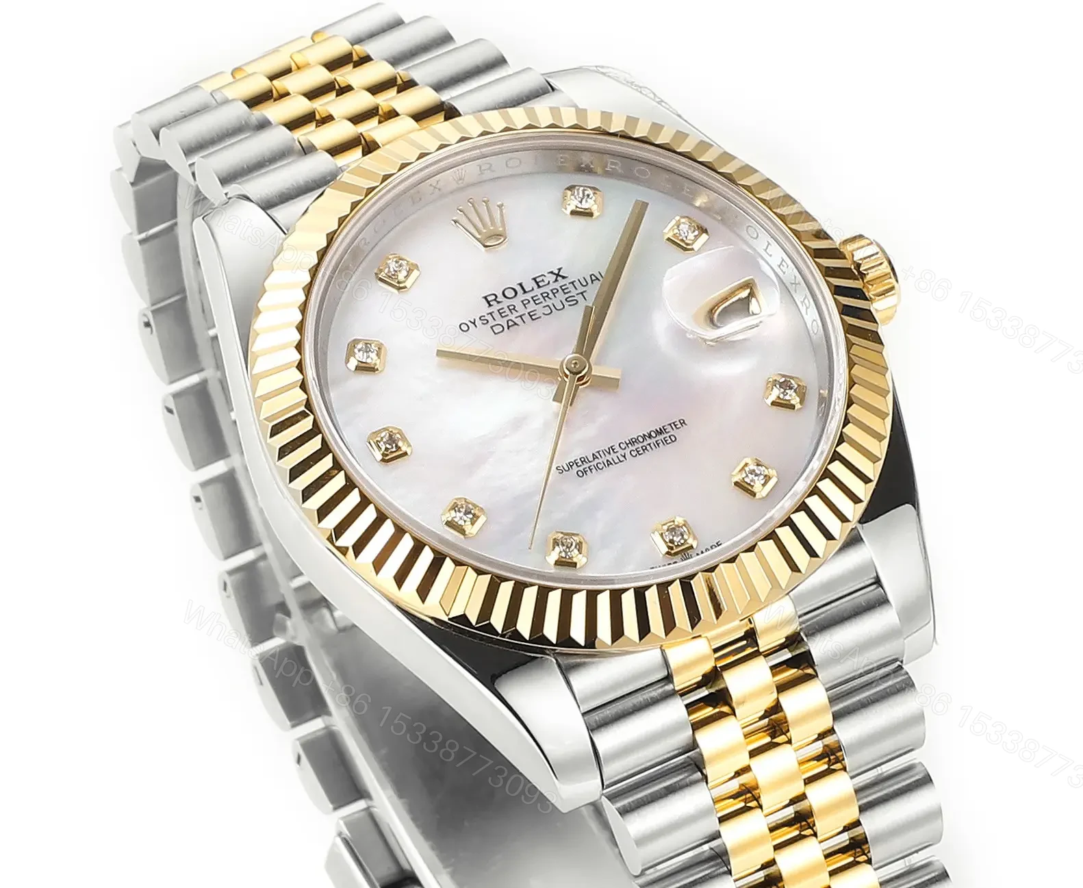 View 3 of Rolex Datejust 41 Rolesor Yellow Fluted Jubilee MOP – Diamond 126333-0018