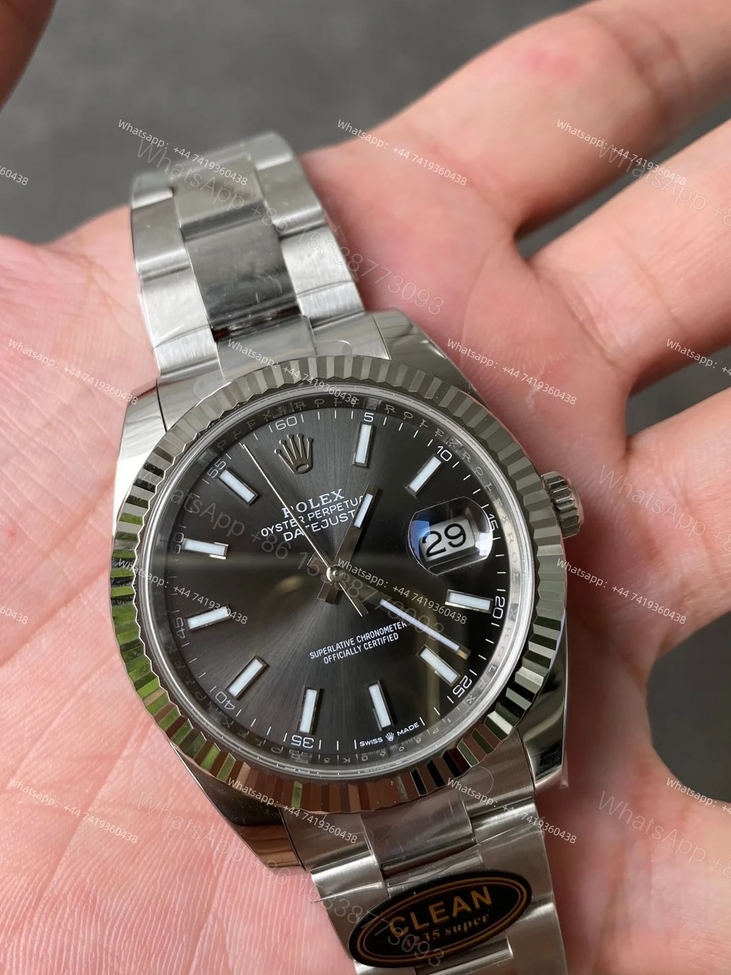 View 5 of Rolex Datejust M126334-0013 1:1 Replica Gray Dial Oyster 41MM 3235 Movement Super Clone Watch