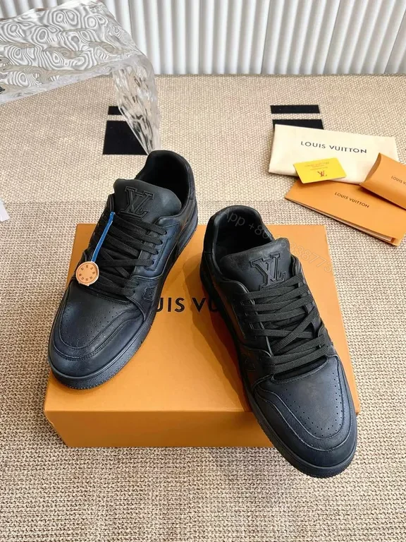 View 5 of Black Leather Minimalist Sneaker â€” LV-Inspired, All-Day Comfort
