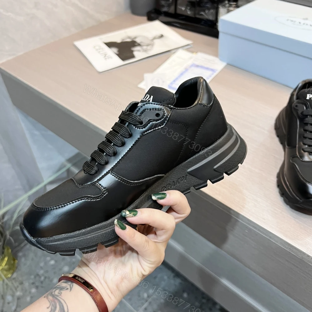 View 7 of Prada Prax 01 Re Nylon And Brushed Leather Sneaker Black 2EE369 3LF5 F0632 F G000