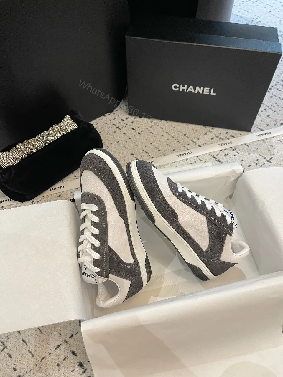 View 8 of Dual-Tone Suede-Textile Sneaker: Luxe Everyday Comfort