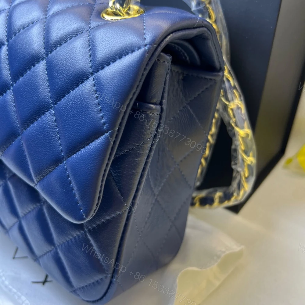 View 3 of Chanel Classic Handbag Blue With Gold Hardware 26cm A01112