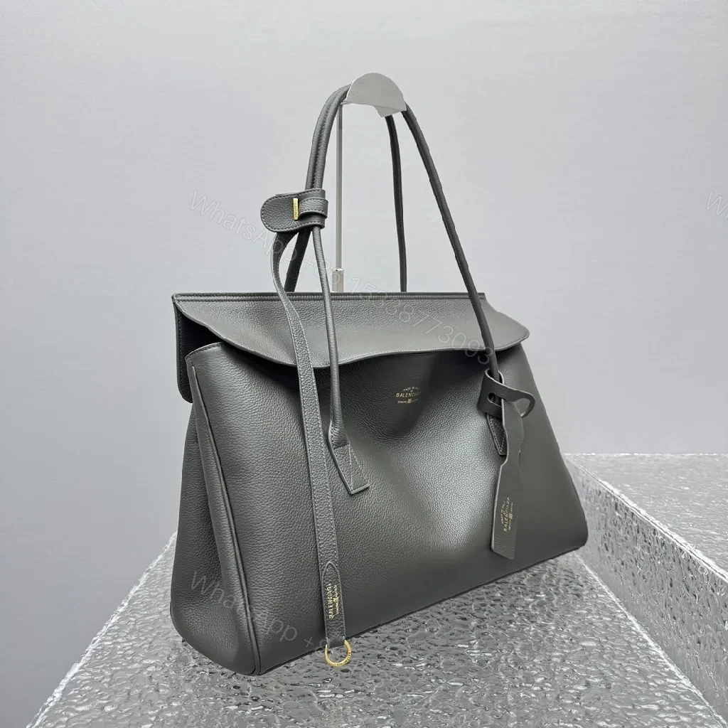 View 5 of Two-Tone Leather Tote: Structured, Everyday Chic, Top-Handle Bag