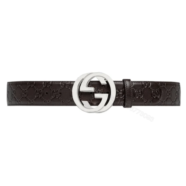 GUCCI BROWN GUCCISSIMA LEATHER INTERLOCKING GG BUCKLE BELT – B38 — view 1