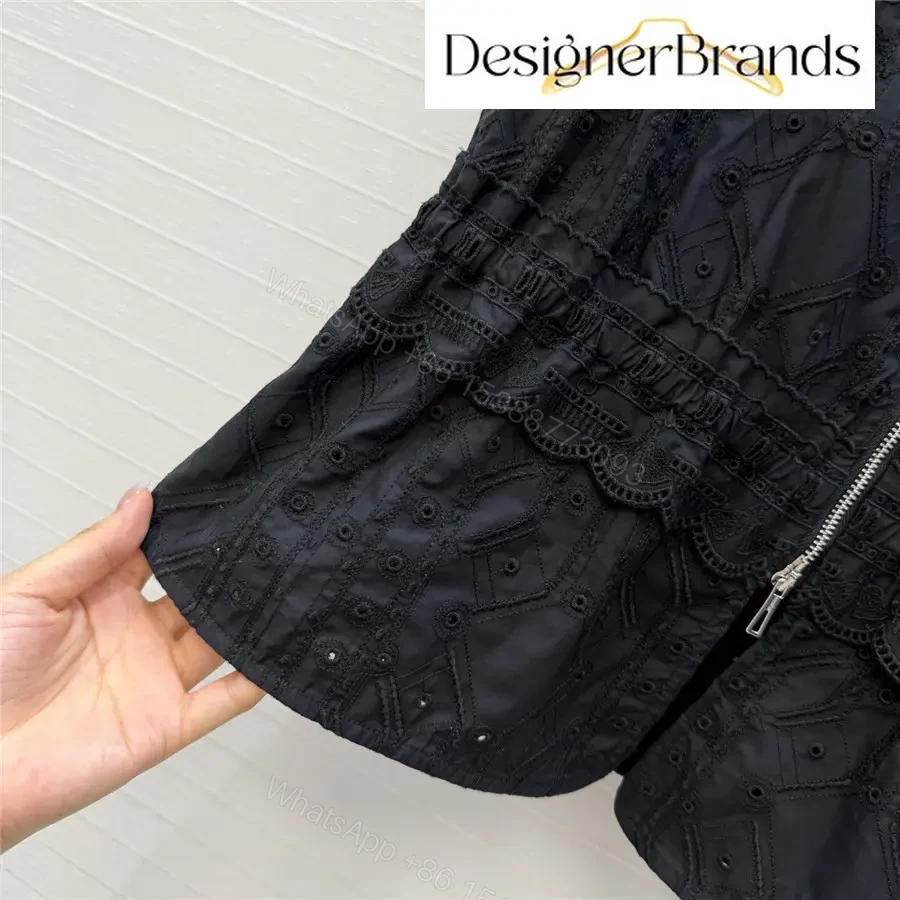 View 6 of Hermes Black Sleeveless Embroidered Top