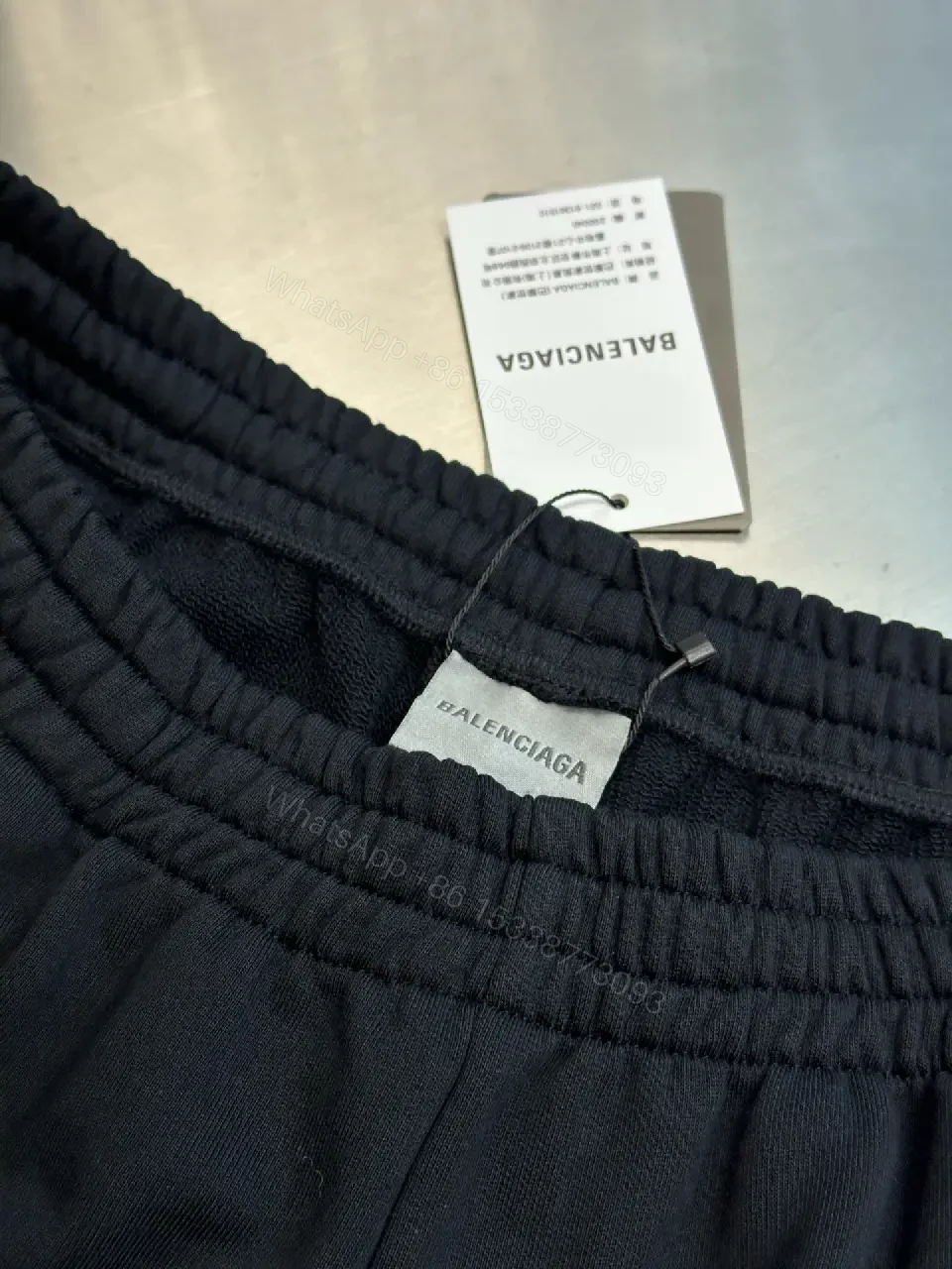 View 9 of Black Cotton Sweatshorts Balenciaga Logo Casual Elastic Waist Shorts