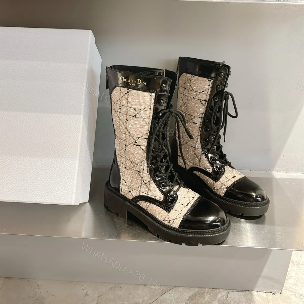 View 5 of 高仿Dior*D-Unit系列KDT133走秀款工裝中筒靴秋冬季膚色免檢版