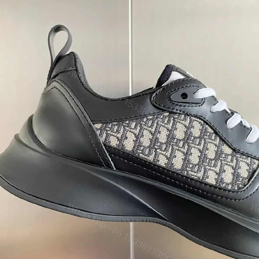 View 9 of Monochrome Leather Runner: Textured Luxury Sneaker