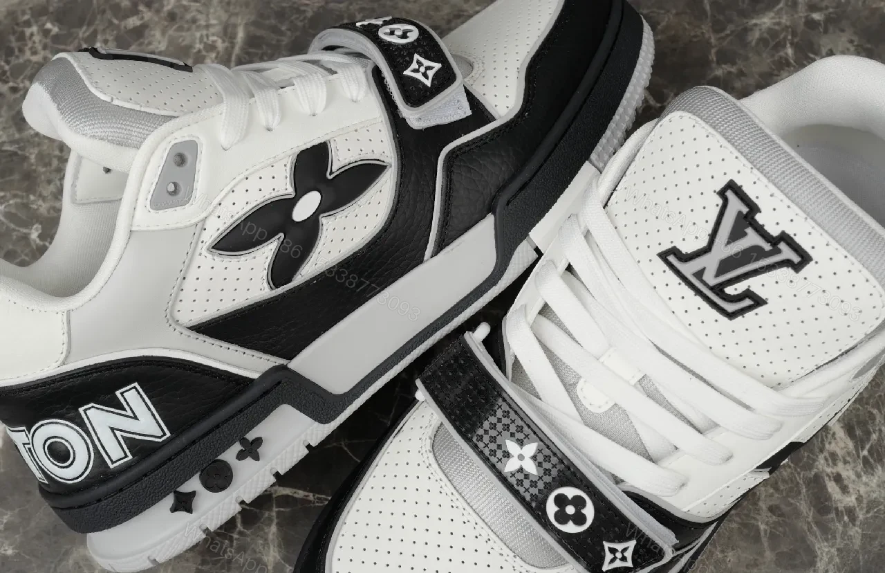 View 3 of Chunky White & Black Leather High-Tops — Luxury Comfort Sneakers