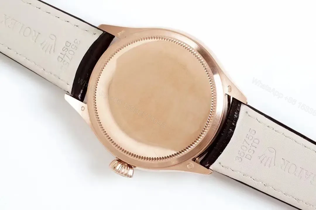View 6 of Best Rolex Cellini Calendar 50529 replica 39MM White Dial Brown Leather Strap Edition RG-CELLINI-CALENDAR-50529-WHITE-LEATHER
