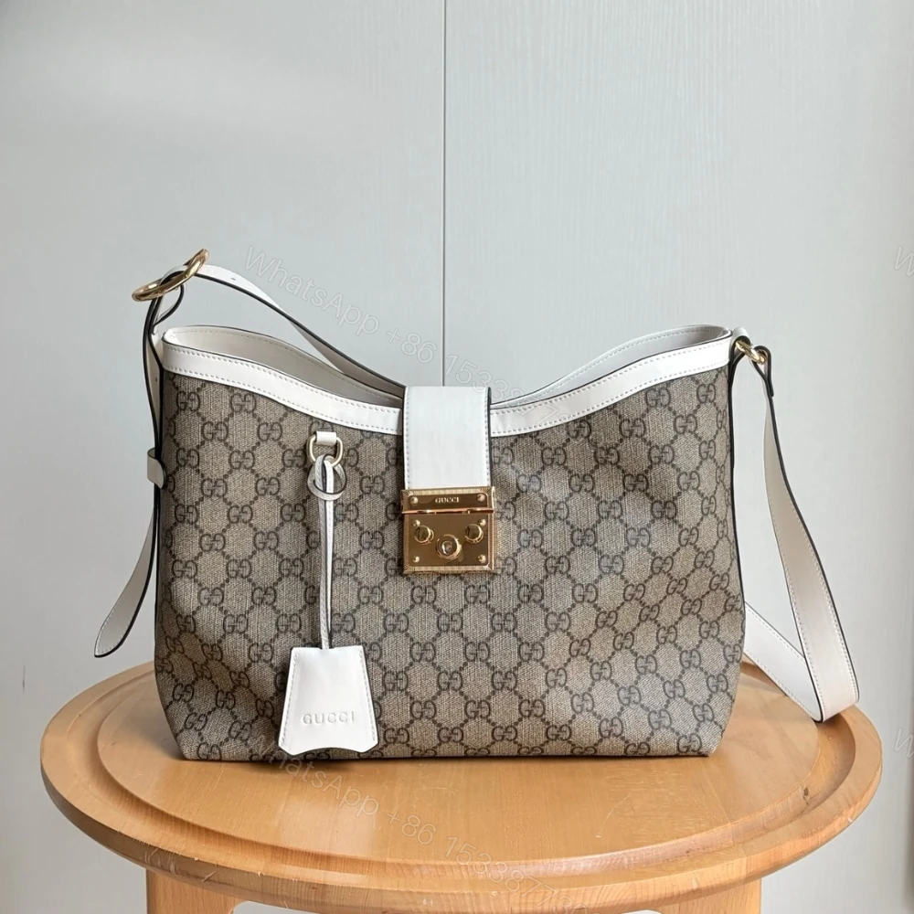 View 2 of GUCCI PADLOCK GG MEDIUM SHOULDER BAG WHITE 29CM