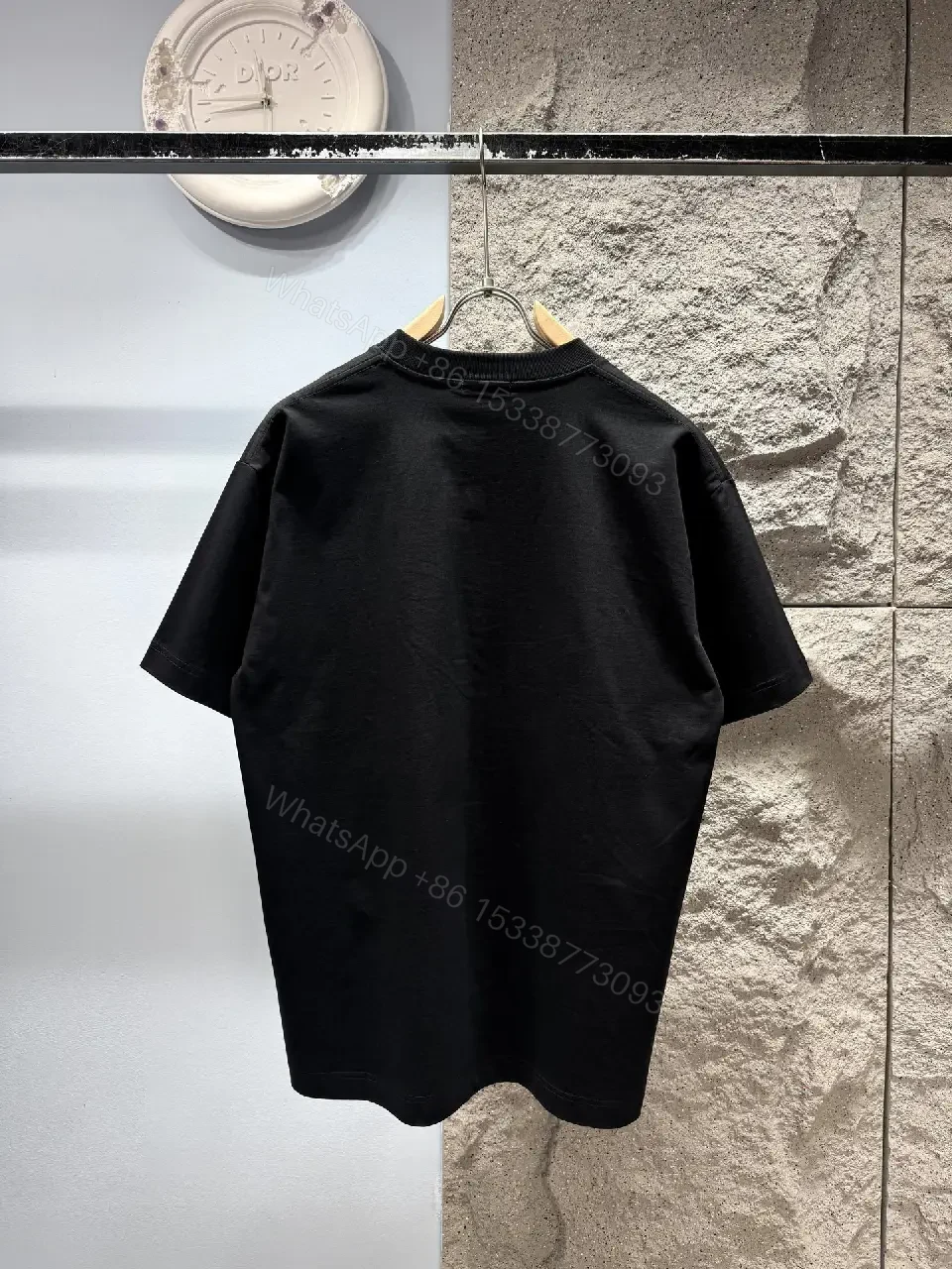 View 5 of Bold DIOR Lettering Tee - Textured Luxe Streetwear, Black, Unisex