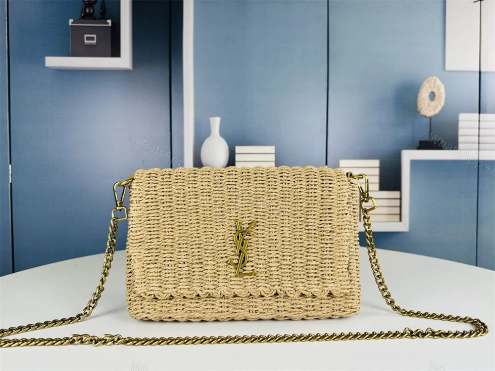 View 7 of Saint Laurent Jamie Medium Naturale Raffia Shoulder Bag New
