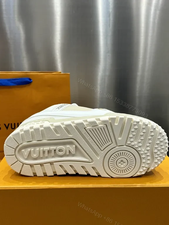 View 5 of Cream-Snow Luxury Sneakers: Premium Leather, LV-Inspired Details, All-Day Comfort