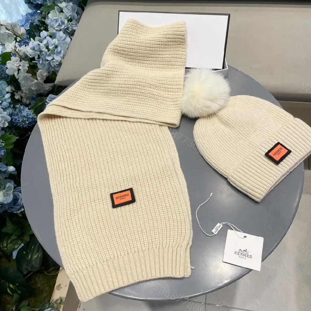 View 4 of Chic Cable-Knit Set with Plush Pom – Luxurious Winter Essentials