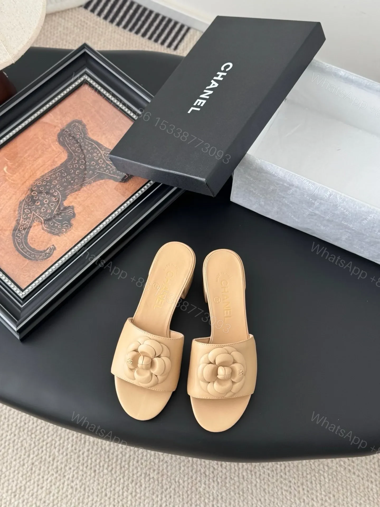 Chanel Women Beige Leather Mules — view 1