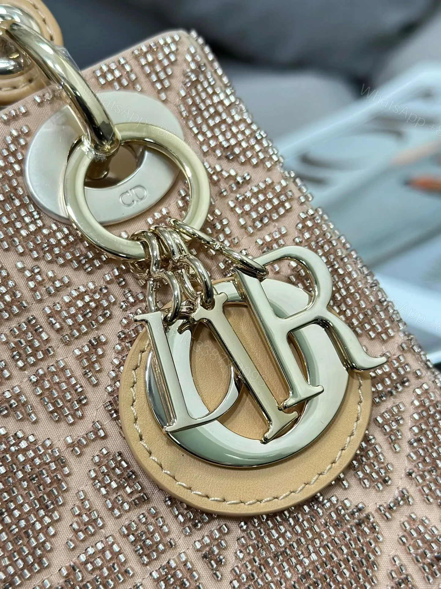 View 2 of Dior Lady Super Yellow Beaded Handbag 17x15x7cm