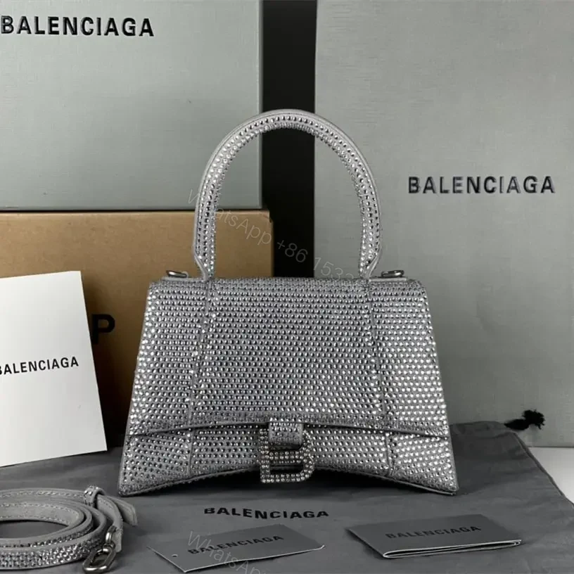 高仿Balenciaga*Hourglass系列沙漏包滿鑽銀色S — view 1