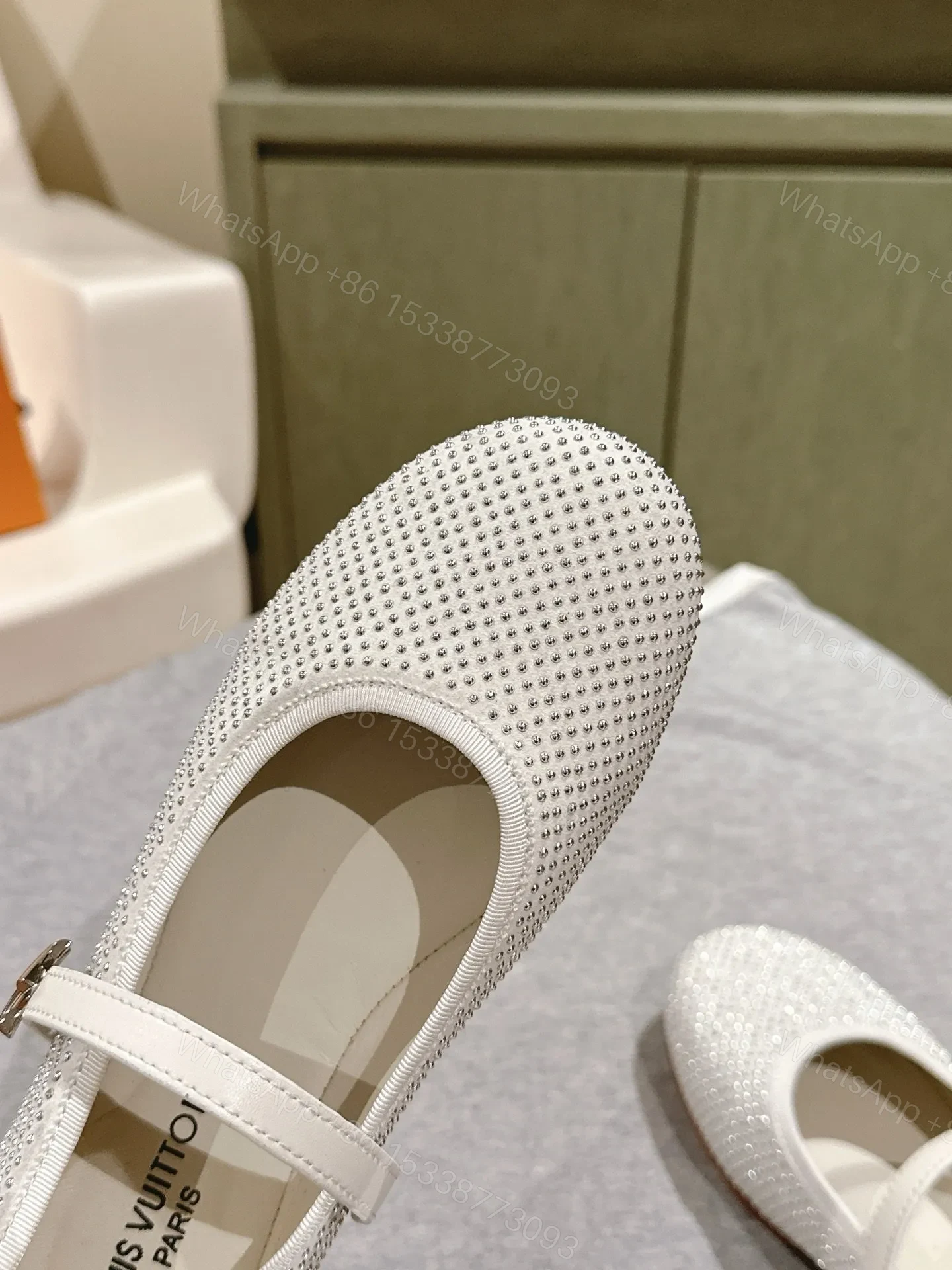 View 6 of LV Women White Mesh Mary Jane Flats