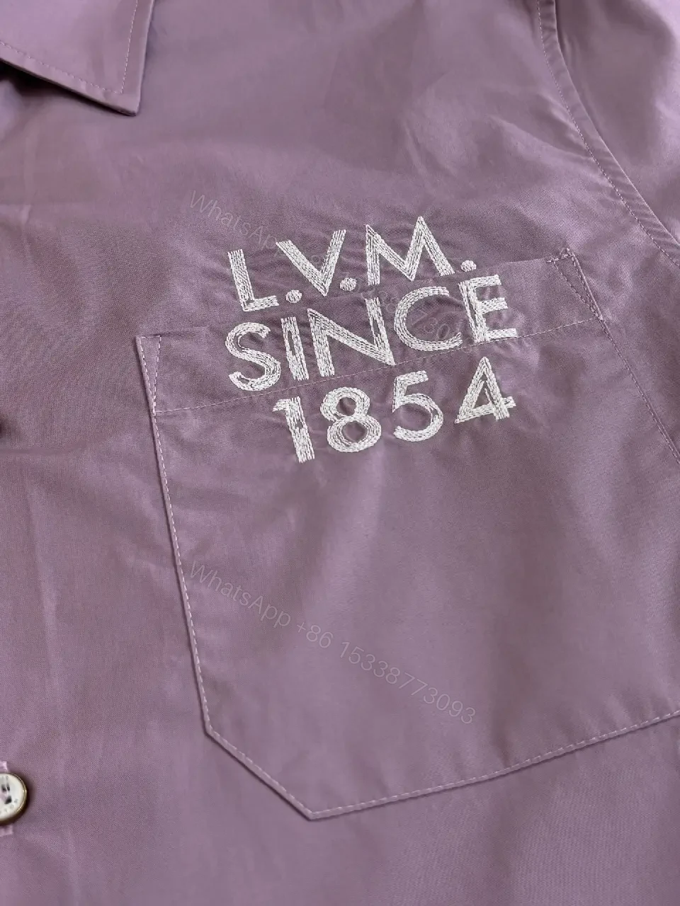 View 10 of Lavender Cotton-Blend Short-Sleeve Shirt with Logo