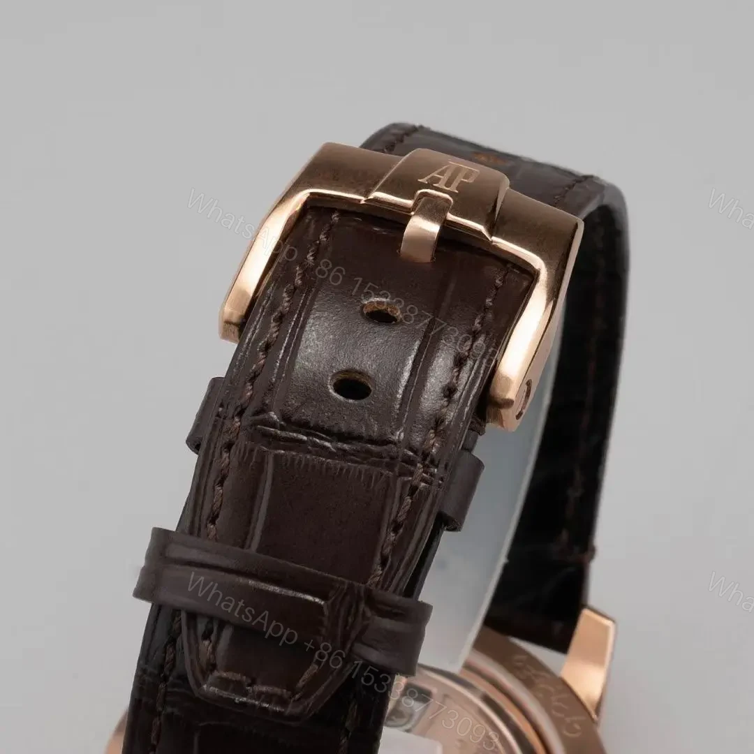 View 9 of APS Factory Audemars Piguet Code 11.59 Series Watch – Rose Gold and Stainless Steel, White Dial, Brown Leather Strap, 41mm Case, Calibre 4302 Automatic Movement