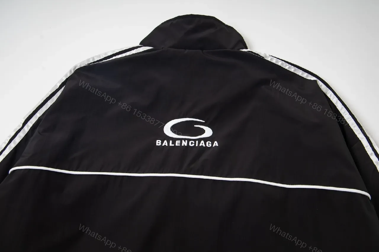 View 8 of Black + Windbreaker + Streetwear + Contrast piping + Windbreaker