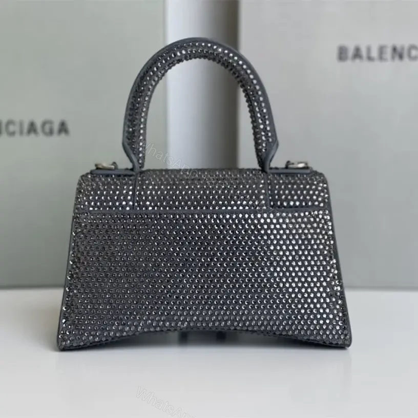 View 2 of 高仿Balenciaga*Hourglass系列沙漏包滿鑽灰色XS