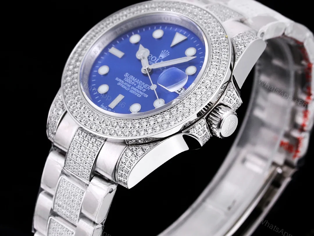 View 6 of Rolex Full Iced Diamond Dial Three-Link Bracelet Luxury Watch 42mm Ultimate Edition RG-ROLEX-FULL-ICED-STAR-DIAMOND-42