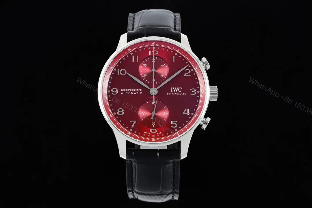 IWC Portugieser Chronograph Stainless Steel / Burgundy Dial IW3716-16 — view 1