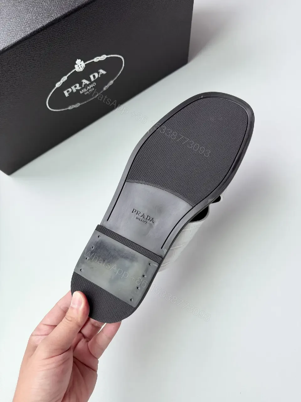 View 4 of White Crocodile-Texture Prada Slides Classic Casual Sandals