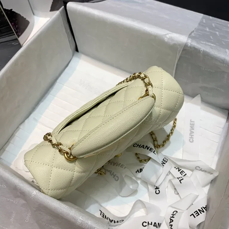 View 3 of Compact Quilted Handbag with Gold Chain Strap - Timeless Luxury